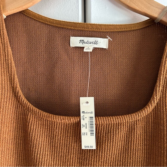 NWT Madewell square neck sweater sz. small cinnamon - Picture 2 of 4